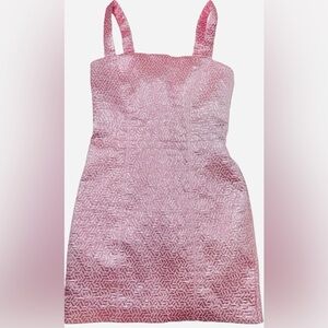 ROTATE Birger Christensen Pink Metallic Jacquard Mini Dress Scandi Chic